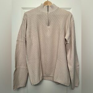 DKNY Jeans Cream Knit Zip-Up Sweater
